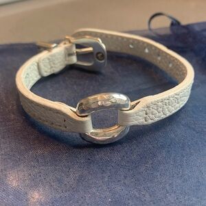 Brighton White Leather Bracelet with Silver Accent